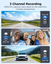 Azdome M550 Pro 4K+1080P Araç Kamerası Ön ve Arka 3.18'' IPS Ekranlı Araç Kamerası 5 Ghz Wi-Fi Gps 150 ° Fov Araç Kamerası Wdr Gece Görüşü (Azdome Türkiye Garantili) - 3